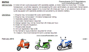 Scooter Moped laws in PA