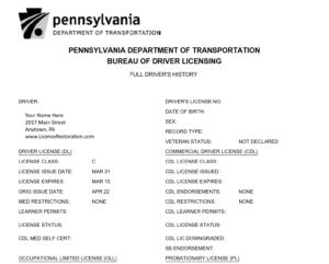 PA Full Driver History